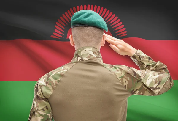 National military forces with flag on background conceptual series - Malawi — Stock Photo, Image