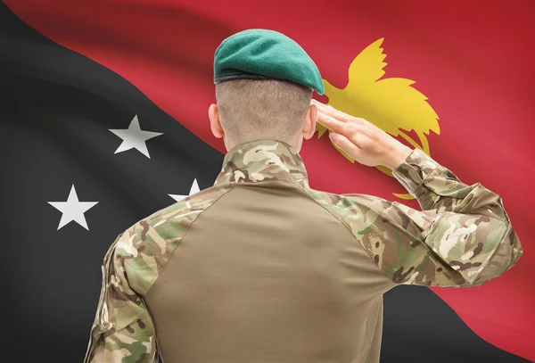 Nationale militaire troepen met vlag op achtergrond conceptuele serie - Papoea-Nieuw-Guinea — Stockfoto