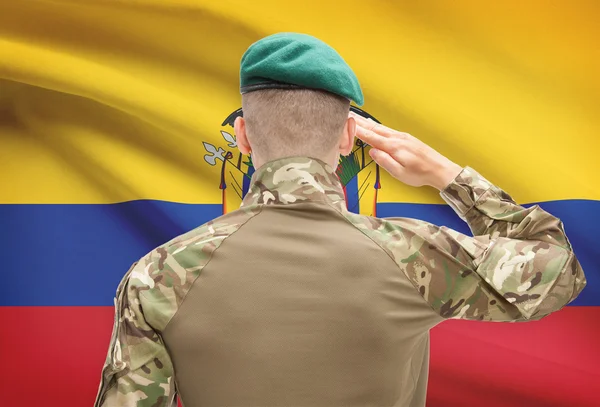 Forces militaires nationales avec drapeau sur série conceptuelle de fond - Equateur — Photo