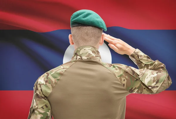 Nationale militaire troepen met vlag op achtergrond conceptuele serie - Laos — Stockfoto