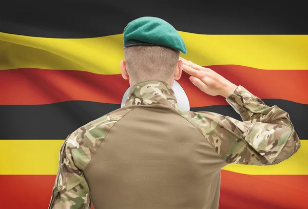 Nationale Streitkräfte mit Flagge auf konzeptionellen Hintergrund Serie - Uganda — Stockfoto