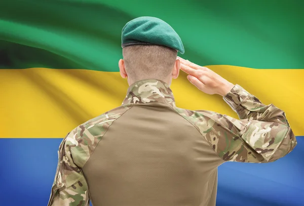 Nationale militaire troepen met vlag op achtergrond conceptuele serie - Gabon — Stockfoto