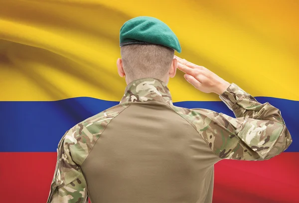 Forces militaires nationales avec drapeau sur série conceptuelle de fond - Colombie — Photo