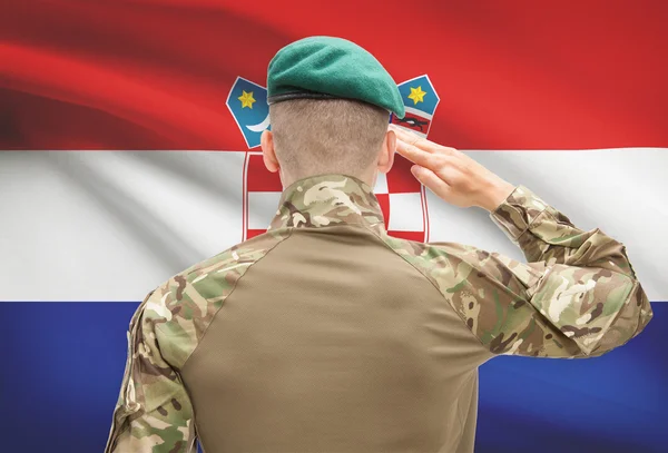 Nationale militaire troepen met vlag op achtergrond conceptuele serie - Kroatië — Stockfoto
