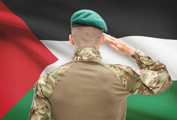 Nationale militaire troepen met vlag op achtergrond conceptuele serie - Palestina — Stockfoto