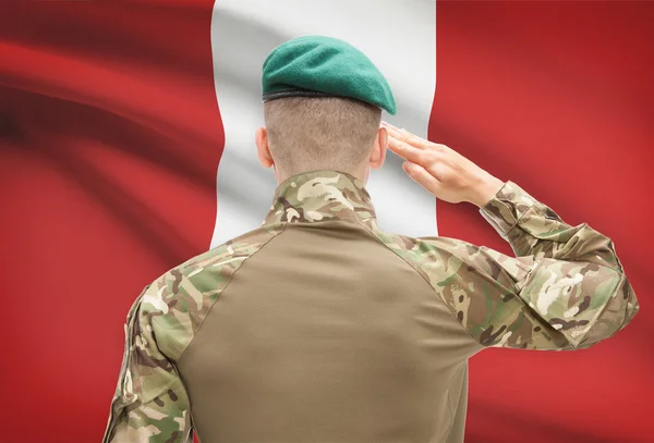 Fuerzas militares con la bandera en la serie conceptual de fondo - Perú — Foto de Stock