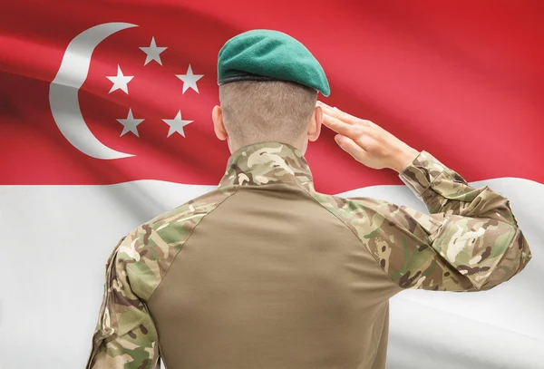 National military forces with flag on background conceptual series - Singapore — Stock Photo, Image