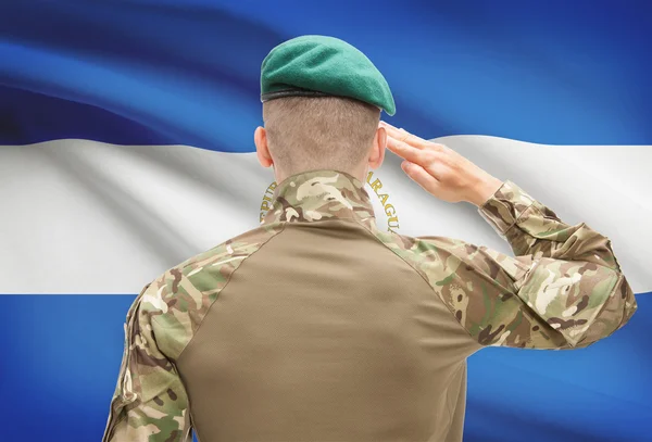 Forces militaires nationales avec drapeau sur série conceptuelle de fond - Nicaragua — Photo