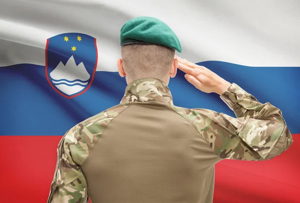 Nationale militaire troepen met vlag op achtergrond conceptuele serie - Slovenië — Stockfoto