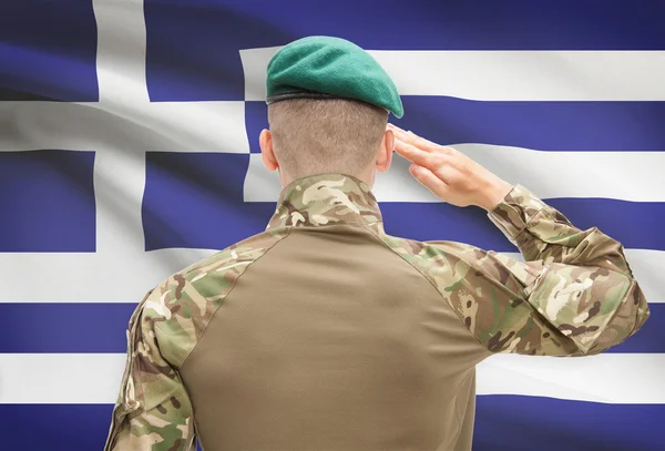 Forces militaires nationales avec drapeau sur série conceptuelle de fond - Grèce — Photo