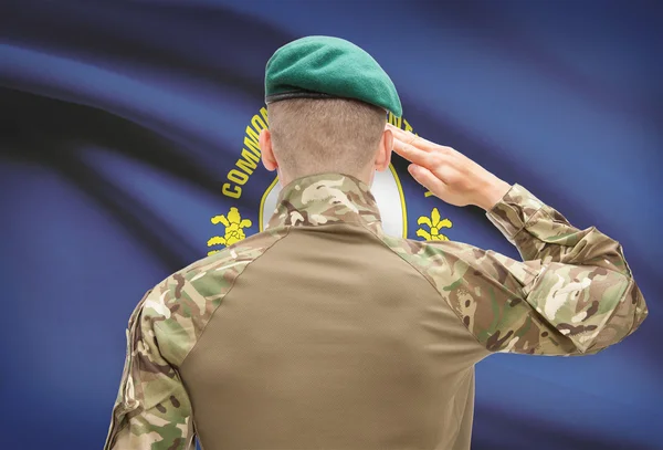 Soldier saluting to USA state flag conceptual series - Kentucky — Stock Photo, Image