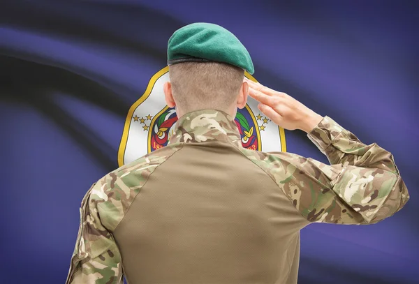 Soldier saluting to USA state flag conceptual series - Minnesota — Stock Photo, Image