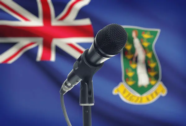 Microphone on stand with national flag on background - British Virgin Islands — Stock Photo, Image