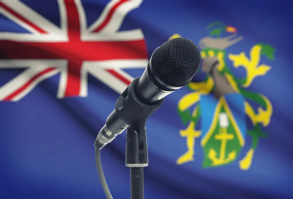 Arka plan - Pitcairn Adası Ulusal bayrağını ile stand mikrofon — Stok fotoğraf