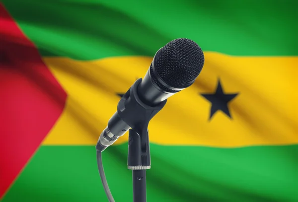 Microphone on stand with national flag on background - Sao Tome and Principe — Stock Photo, Image