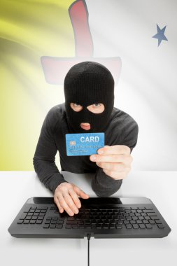 El ve arka plan - Nunavut Kanada eyaleti bayrağı kredi kartıyla hacker