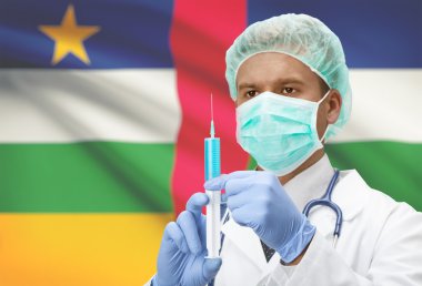 Doktor el ve arka plan serisi - Orta Afrika Cumhuriyeti bayrağı şırınga