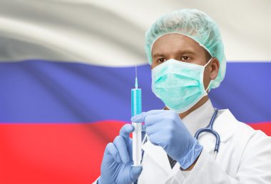 Doktor el ve arka plan serisi - Rusya bayrağı şırınga