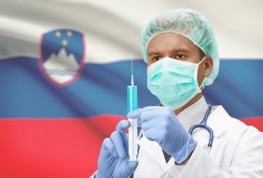 Doktor el ve arka plan serisi - Slovenya bayrağı şırınga