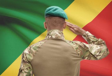 Koyu renkli arka plan - Kongo-Brazzaville bayrak askerle