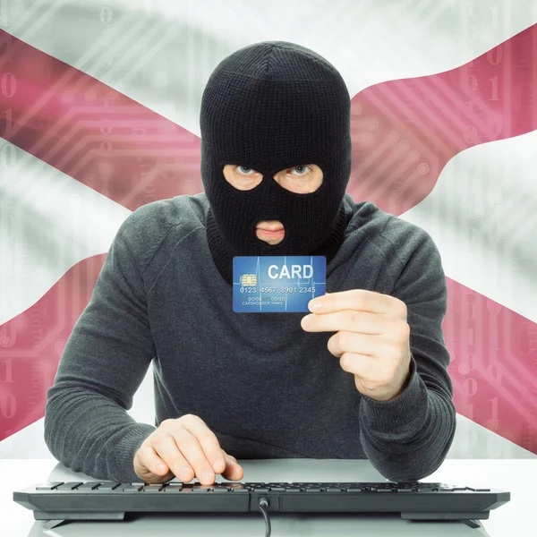 Hacker, kreditních karet a Usa státní vlajky - Alabama — Stock fotografie