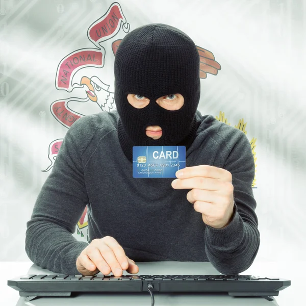 Hacker, kreditních karet a Usa státní vlajky - Illinois — Stock fotografie