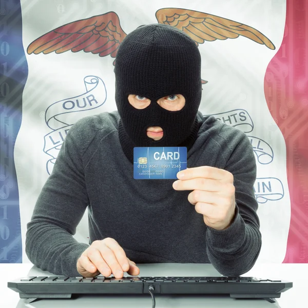 Hacker kreditních karet a Usa státní vlajky - Iowa — Stock fotografie