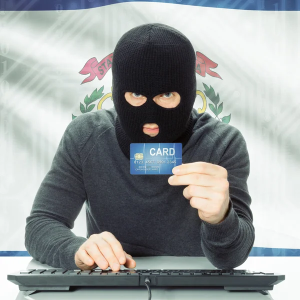 Hacker, kreditních karet a Usa státní vlajky - Západní Virginie — Stock fotografie