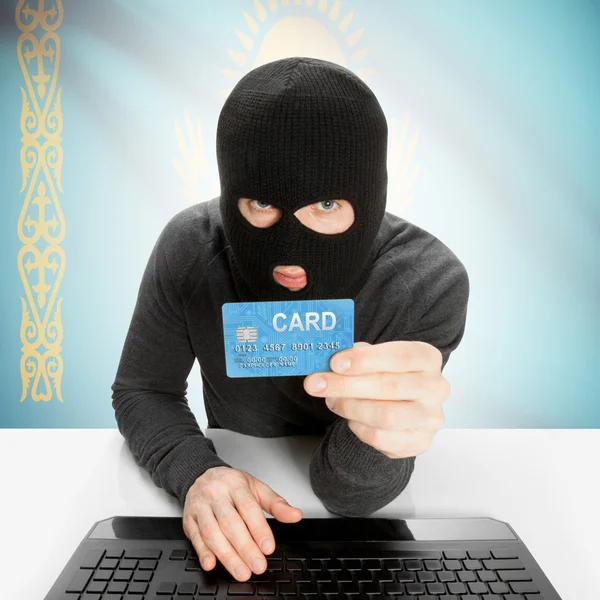 Cybercrime concept with national flag - Kazakhstan — Stock Photo, Image