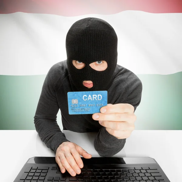 Siber Suçlar kavramı ile ulusal bayrak - Macaristan — Stok fotoğraf