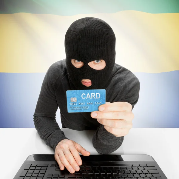 Koncepcja cyberprzestępczości z flagi narodowej - Gabon — Zdjęcie stockowe