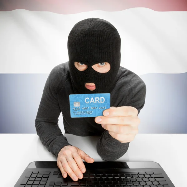Conceito de cibercrime com bandeira nacional - Países Baixos — Fotografia de Stock
