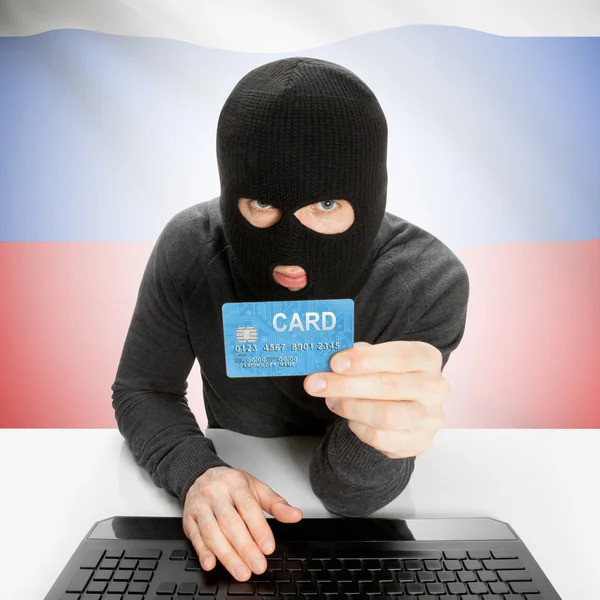 网络犯罪概念与国旗-俄罗斯 — 图库照片