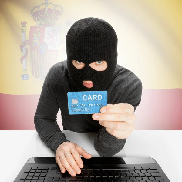 Cybercrime concept with national flag - Spain — Stock Photo, Image
