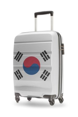 Suitcase with national flag on it - South Korea clipart