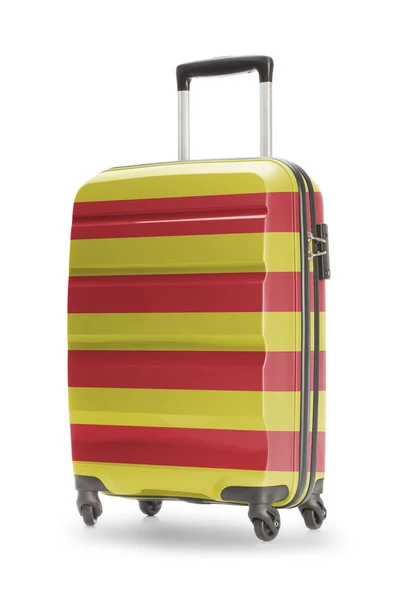 Resväska med nationella flagga på it - Katalonien - Spanien — Stockfoto