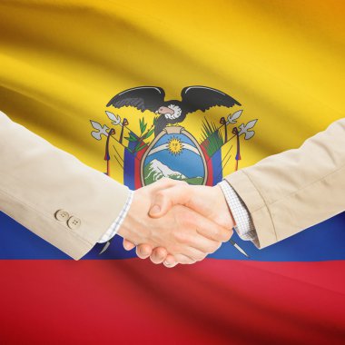 Arka plan - Ekvador bayrağı ile işadamları el sıkışma