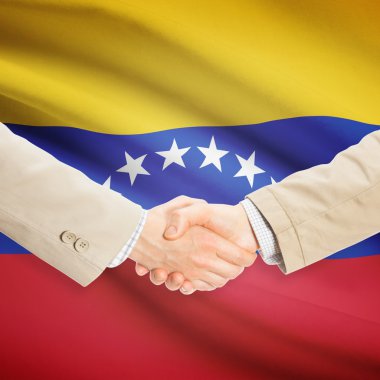 Arka plan - Venezuela bayrağı ile işadamları el sıkışma