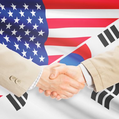 İşadamları el sıkışma - Amerika Birleşik Devletleri ve Güney Kore