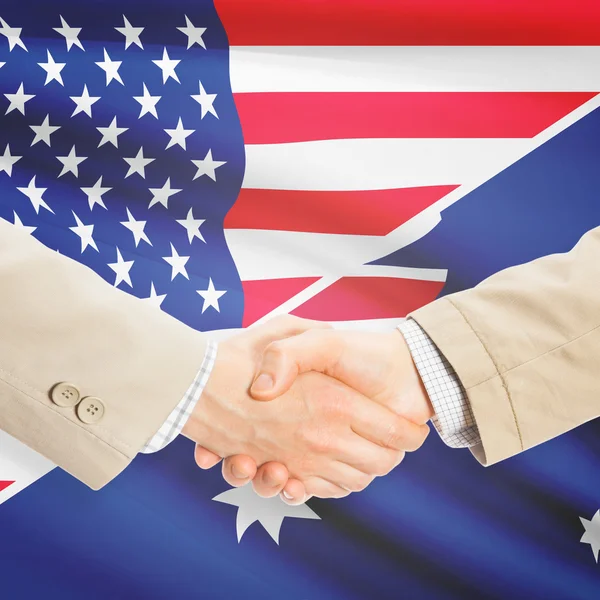 Apretón de manos de hombres de negocios - Estados Unidos y Australia — Foto de Stock