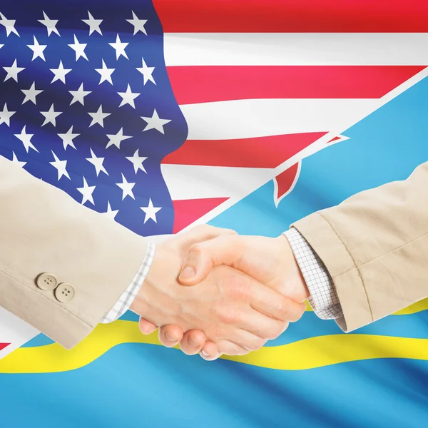 Apretón de manos de hombres de negocios - Estados Unidos y Aruba — Foto de Stock