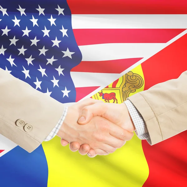 Podnikatelé handshake - USA a Andorra — Stock fotografie