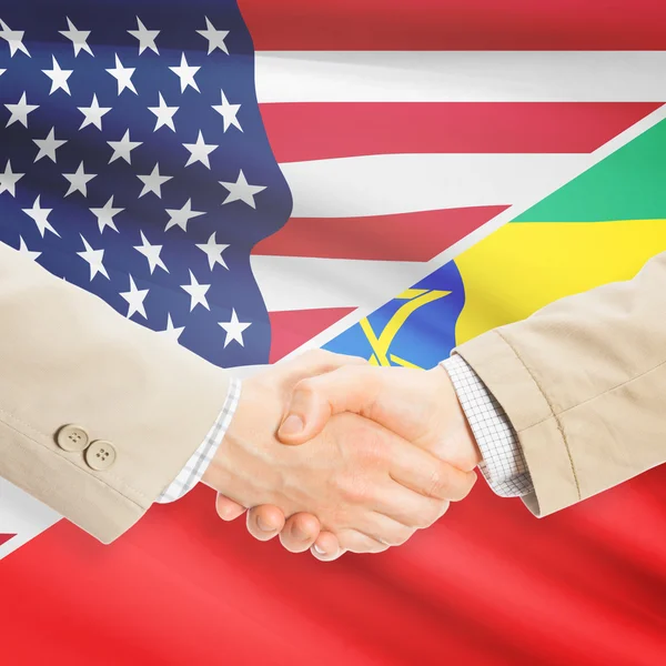 Stretta di mano degli uomini d'affari - Stati Uniti d'America e l'Etiopia — Foto Stock