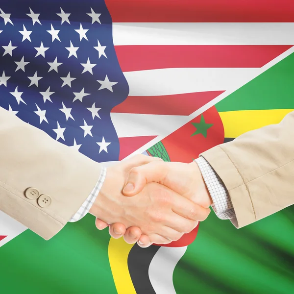 Stretta di mano degli uomini d'affari - Stati Uniti d'America e Dominica — Foto Stock