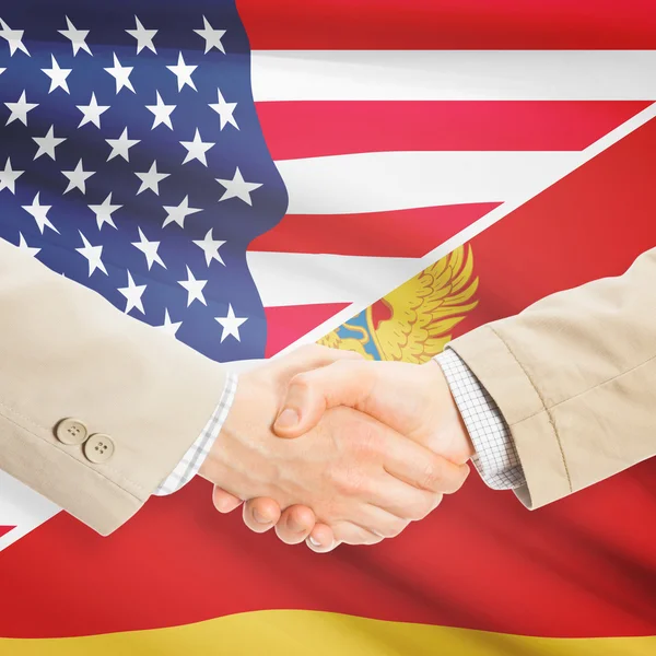 Stretta di mano degli uomini d'affari - Stati Uniti d'America e Montenegro — Foto Stock