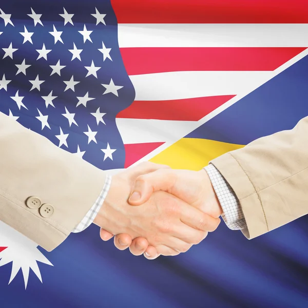 Businessmen handshake - United States and Nauru — Stock Photo, Image