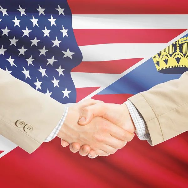 Unternehmer-Handshake - USA und Liechtenstein — Stockfoto