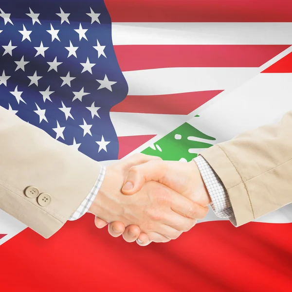 Stretta di mano degli uomini d'affari - Stati Uniti e Libano — Foto Stock