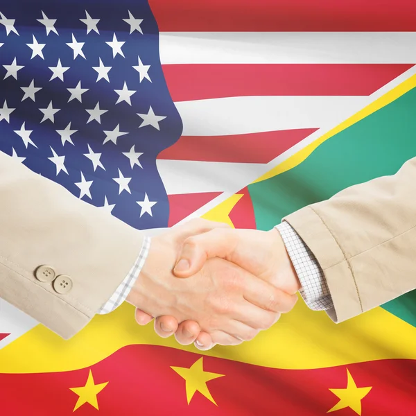 Stretta di mano degli uomini d'affari - Stati Uniti d'America e Grenada — Foto Stock