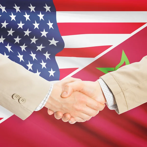 Stretta di mano degli uomini d'affari - Stati Uniti d'America e Marocco — Foto Stock